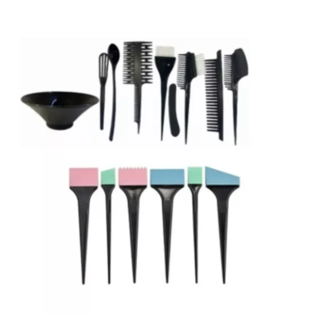 GENERICO - Set 6 Brochas Silicona + Kit 9 Piezas Para Tintura