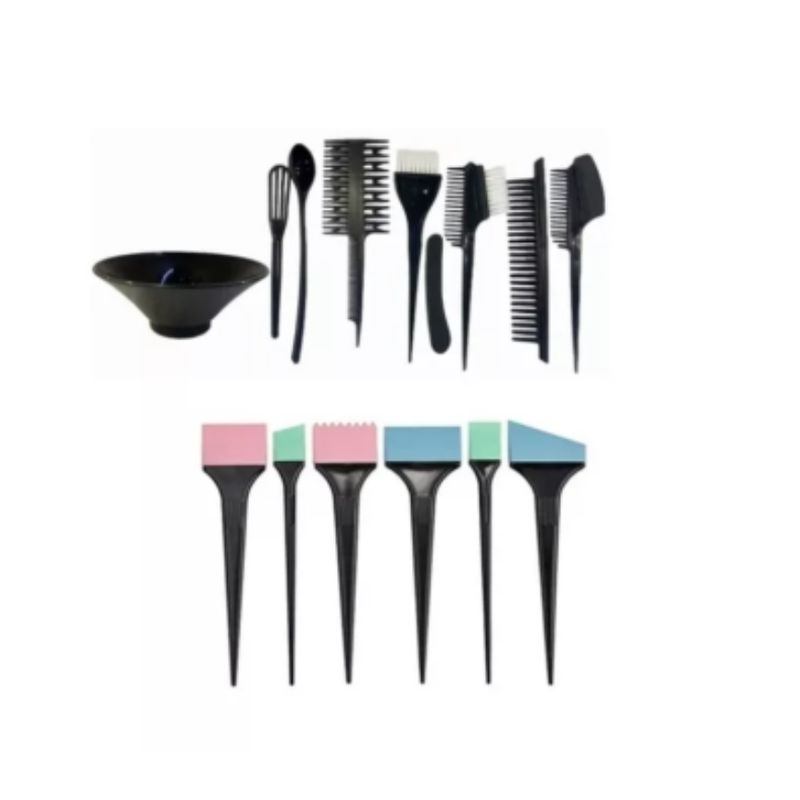 GENERICO - Set 6 Brochas Silicona + Kit 9 Piezas Para Tintura