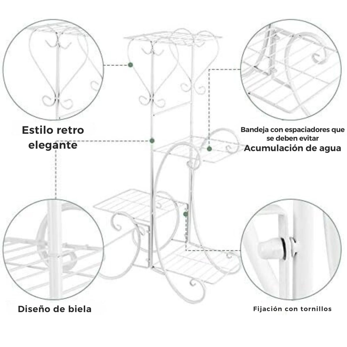 CRUSEC - Soporte De 5 Niveles Para Macetas Plantas Decorativo Blanco
