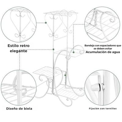 Imagen 2 del producto Soporte De 5 Niveles Para Macetas Plantas Decorativo Blanco