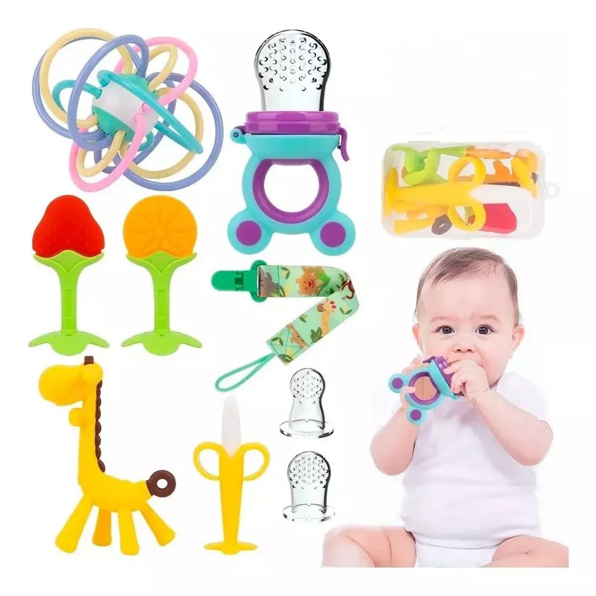 MUNDO MAGIA - Mordedor Para Bebé 10 Pzs Juguete Cepillo De Dientes Encías