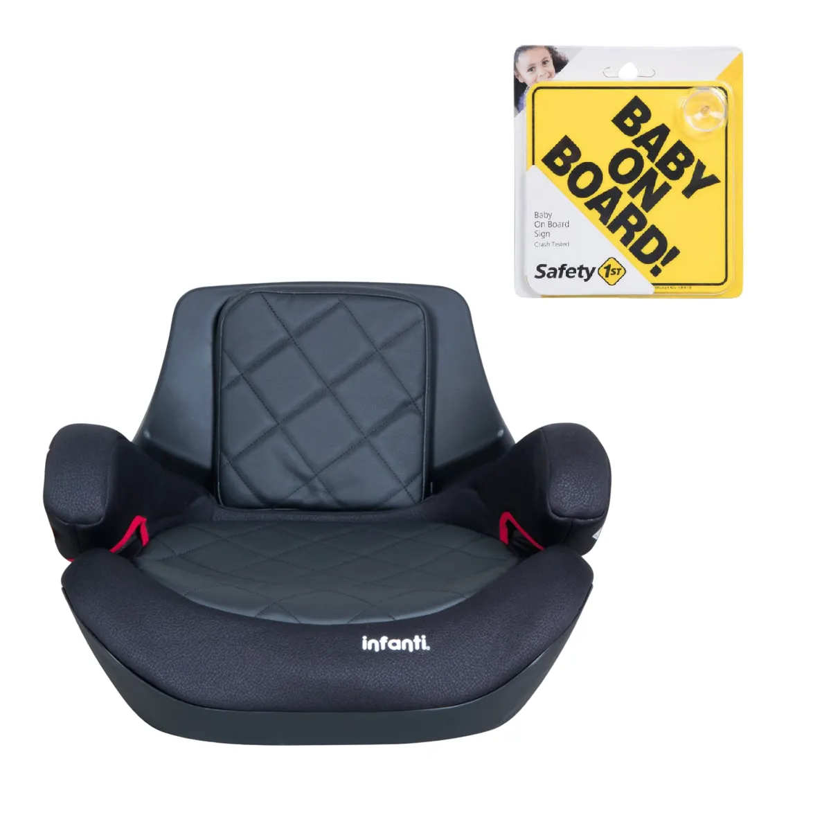 INFANTI - Silla Auto Alzador Go Isofix Black Stone letrero bebe