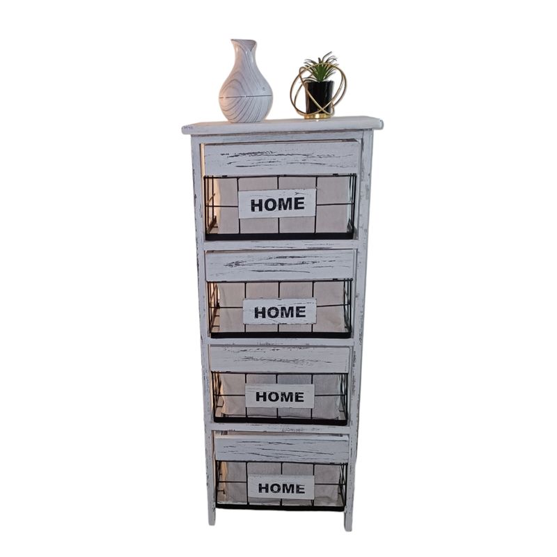 GENERICO - GABINETE MADERA CON METAL 4 CAJONES HOME