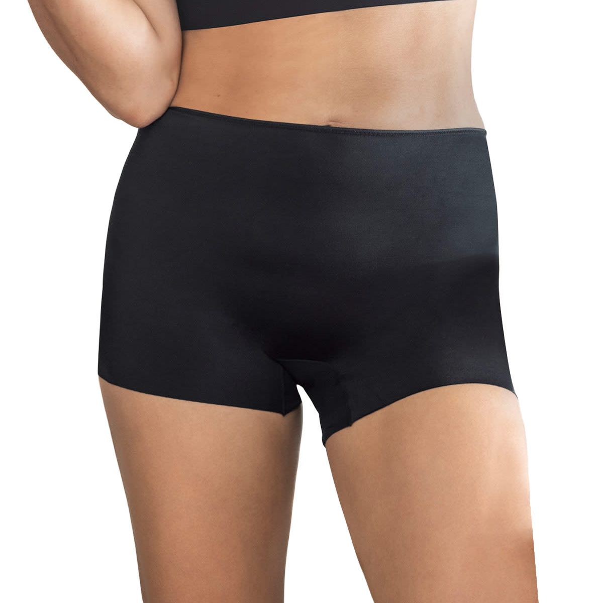 LEONISA - Calzón tipo bóxer efecto invisible en piernas 092035 Negro