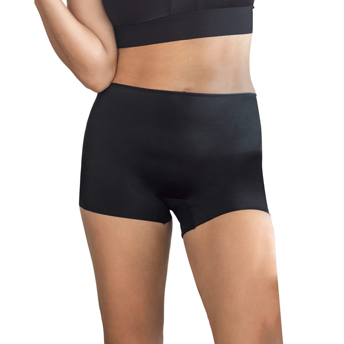 LEONISA - Calzón tipo bóxer efecto invisible en piernas 092035 Negro