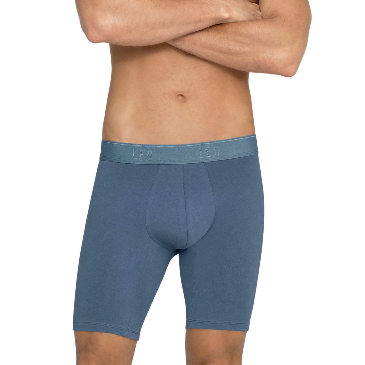 LEO - Pack x2 bóxers largos ajustado en algodón 33253X2 Azul / Verde