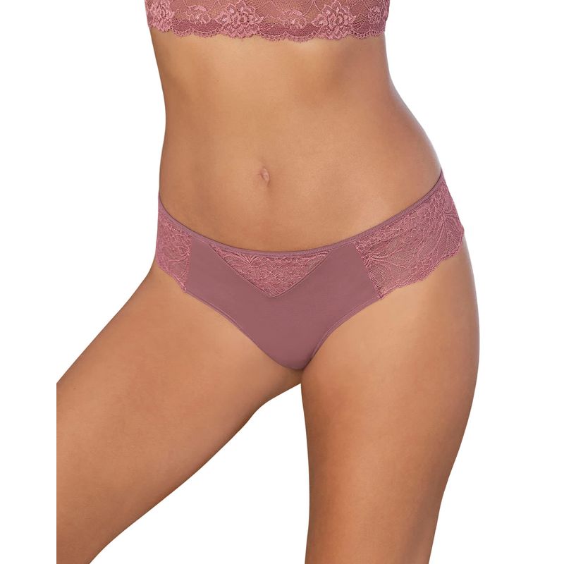 LEONISA - Calzón estilo tanga colaless con laterales y encaje 012985 Vino