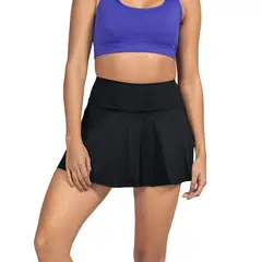 LEONISA - Falda deportiva con short interno con bolsillo 195592 Negro