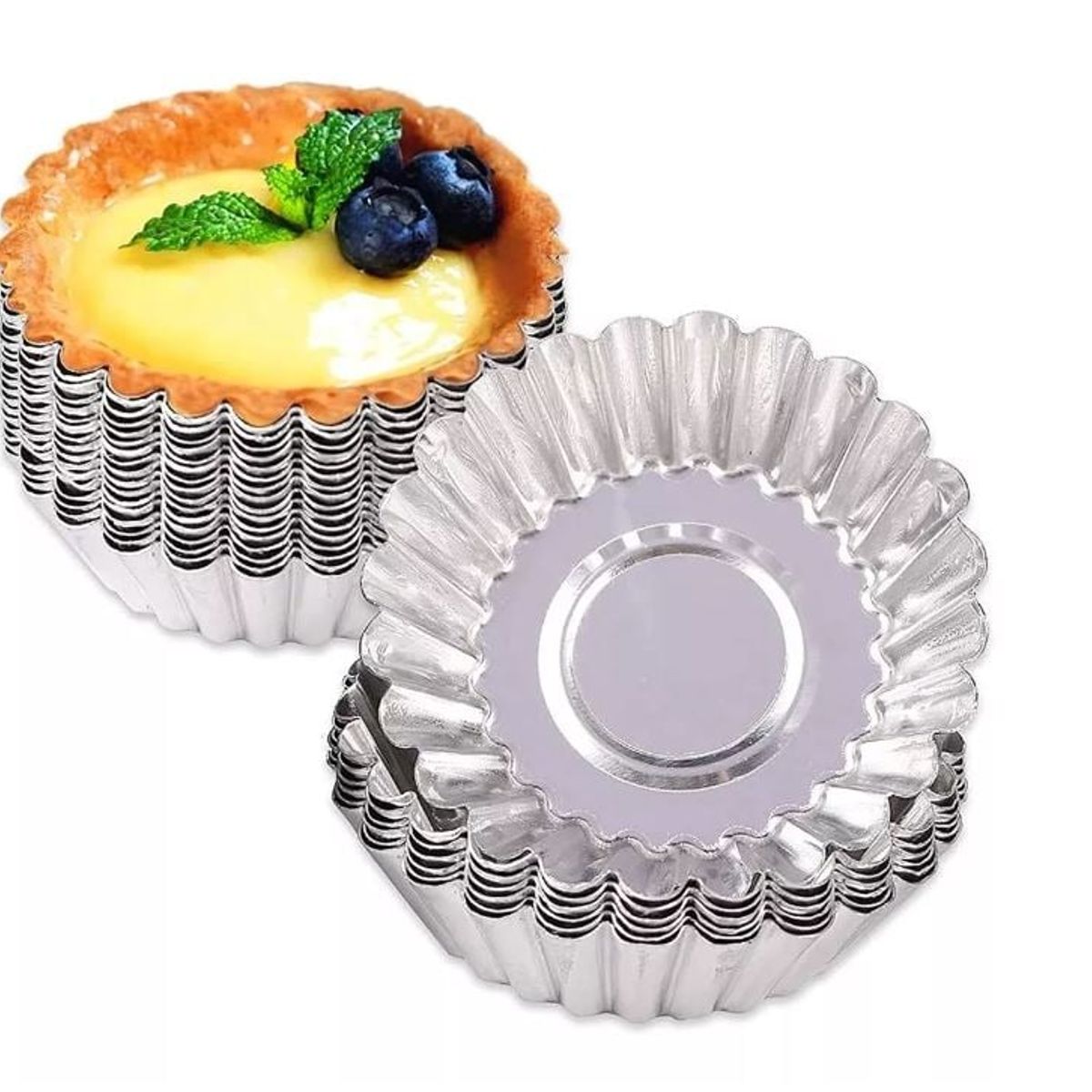 GENERICO - Pack Set Kit 6 Moldes De Aluminio Mini Tartaleta O Mini Pie