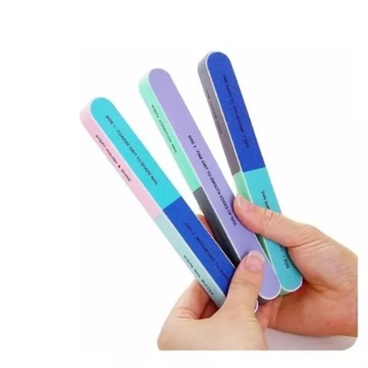 GENERICO - Pack 12 Limas De Uñas 7 Pasos Para Limar/pulir Y Dar Brillo