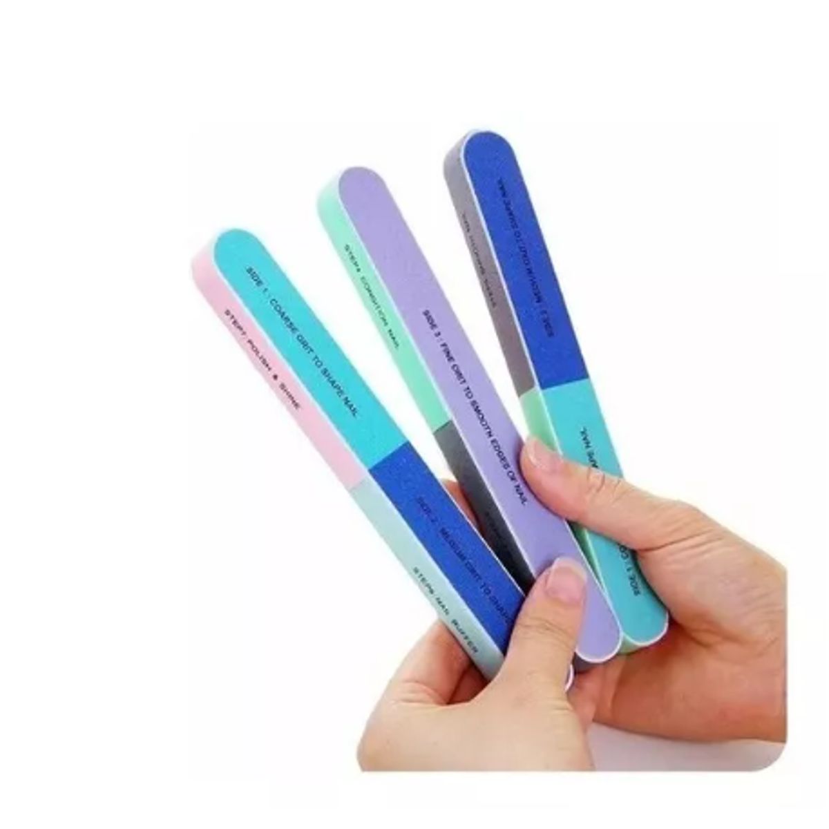 GENERICO - Pack 12 Limas De Uñas 7 Pasos Para Limar/pulir Y Dar Brillo