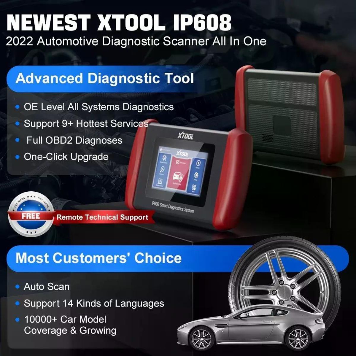 GENERICO - Scanner Automotriz Xtool Servicios 9 Reseteos Inplus Ip608