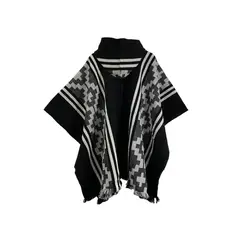 GENERICO - Poncho Con Lana De Alpaca Diseño Tradicional Mapuche