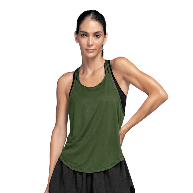 LEONISA - Camiseta deportiva  de silueta amplia manga sisa 19AA09 Verde