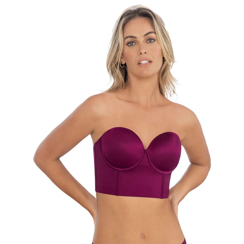LEONISA - Sostén tipo bustier ideal como strapless 091060 Vino Tinto