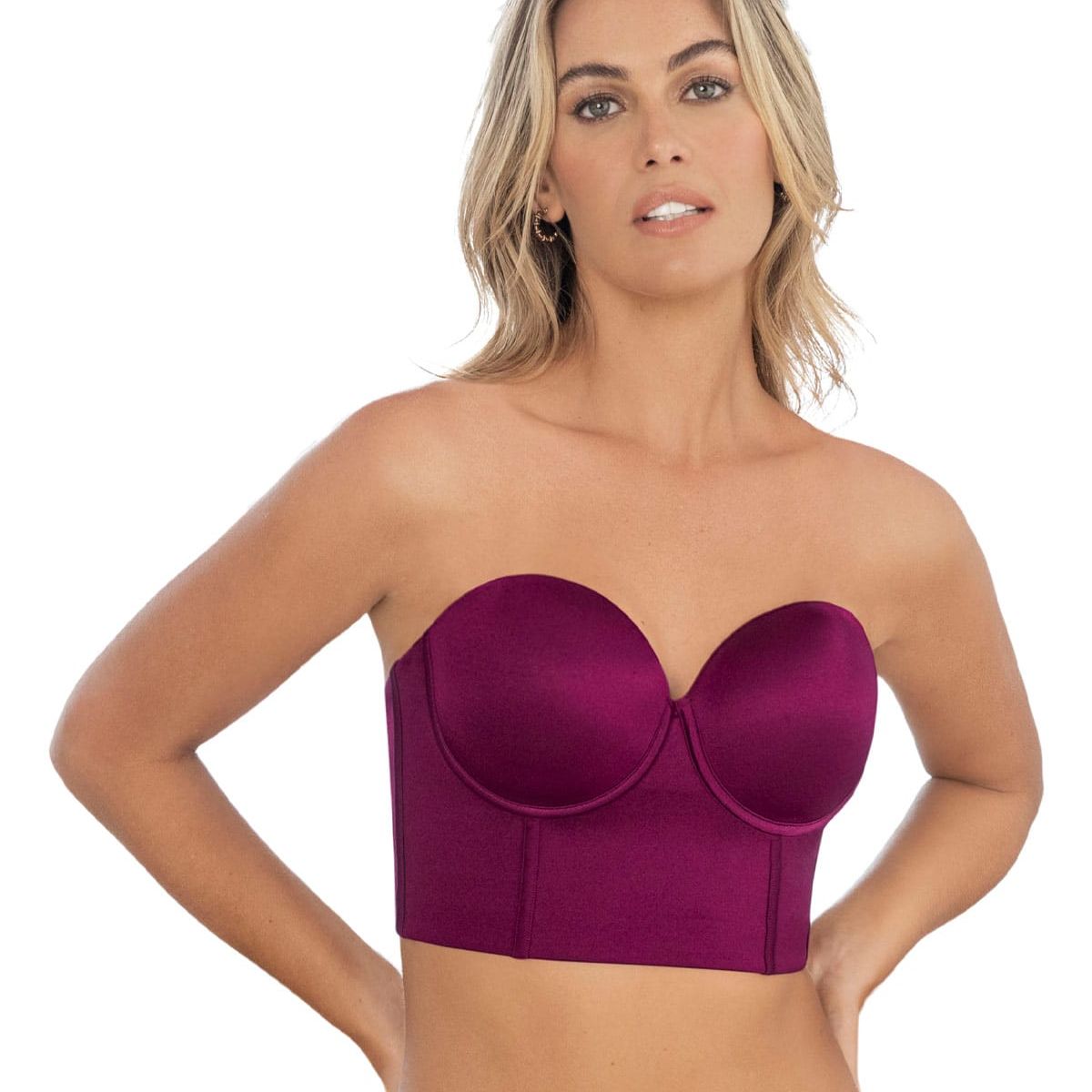 LEONISA - Sostén tipo bustier ideal como strapless 091060 Vino Tinto