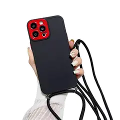 GENERICO - Carcasa iPhone 13 color negro con Correa
