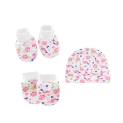 MY MOMI - Set gorrito mitones guantes y calcetines bebe niña algodón flores