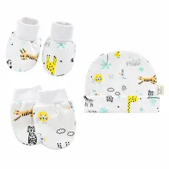 MY MOMI - Set gorrito mitones guantes y mini calcetines bebe niño algodón avion