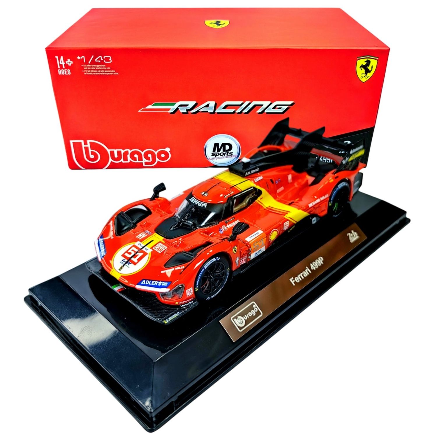 BBURAGO Auto Ferrari 499P LeMans 2023 #51 Caja Acrilica Burago 1