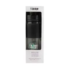 KEEP TITANIO - Botella De Vidrio Con Infusor Té Hierbas 410ml Keep Negro