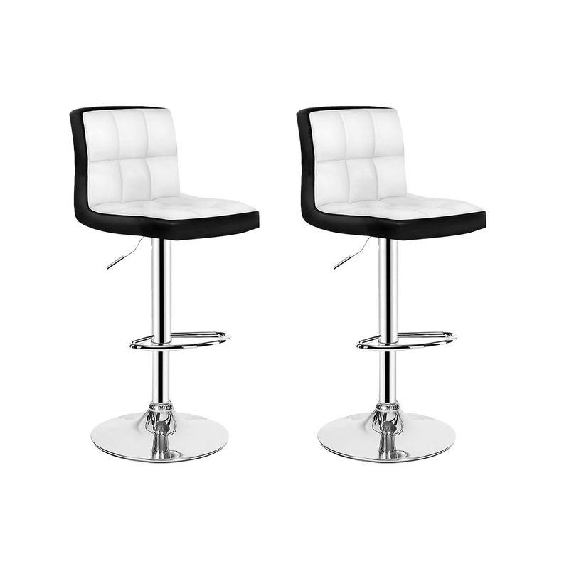 GLOBAL LATIN GROUP - Pack 2 Silla Piso Bar Taburete Con Respaldo Blanco y negro