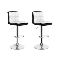 GLOBAL LATIN GROUP - Pack 2 Silla Piso Bar Taburete Con Respaldo Blanco y negro