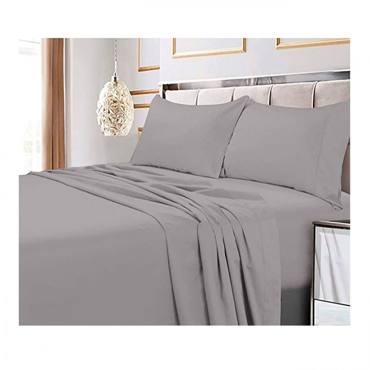 GENERICO - Juego De Sabana 144 hilos (Queen) Excelente Calidad - Gris - 2 plazas