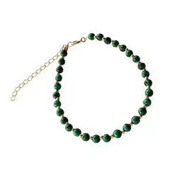 ANDREA COGGIOLA JOYAS - Pulsera Malaquita Bola 4mm Enchapado Oro 18K