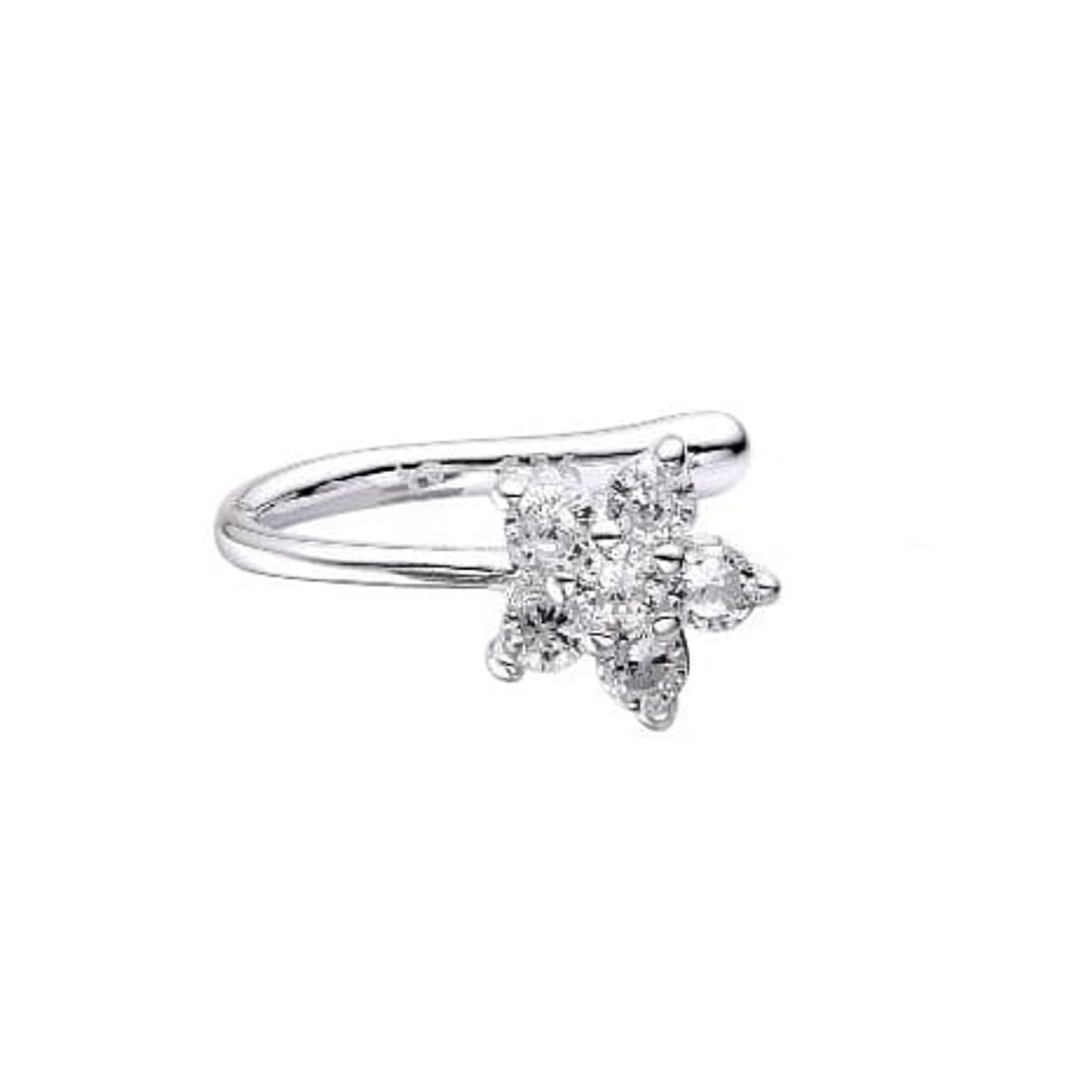 COGGIOLA - Aro Ear Cuff Roseta Circón Blanco Plata Fina 925