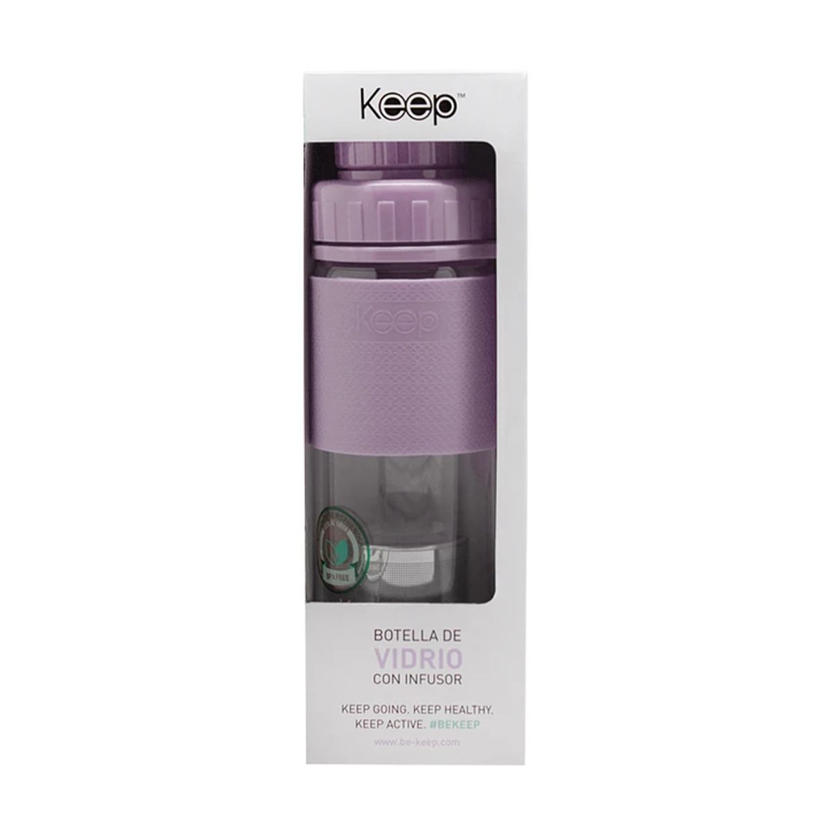 KEEP TITANIO - Botella De Vidrio Con Infusor Té Hierbas 410ml Keep Lila