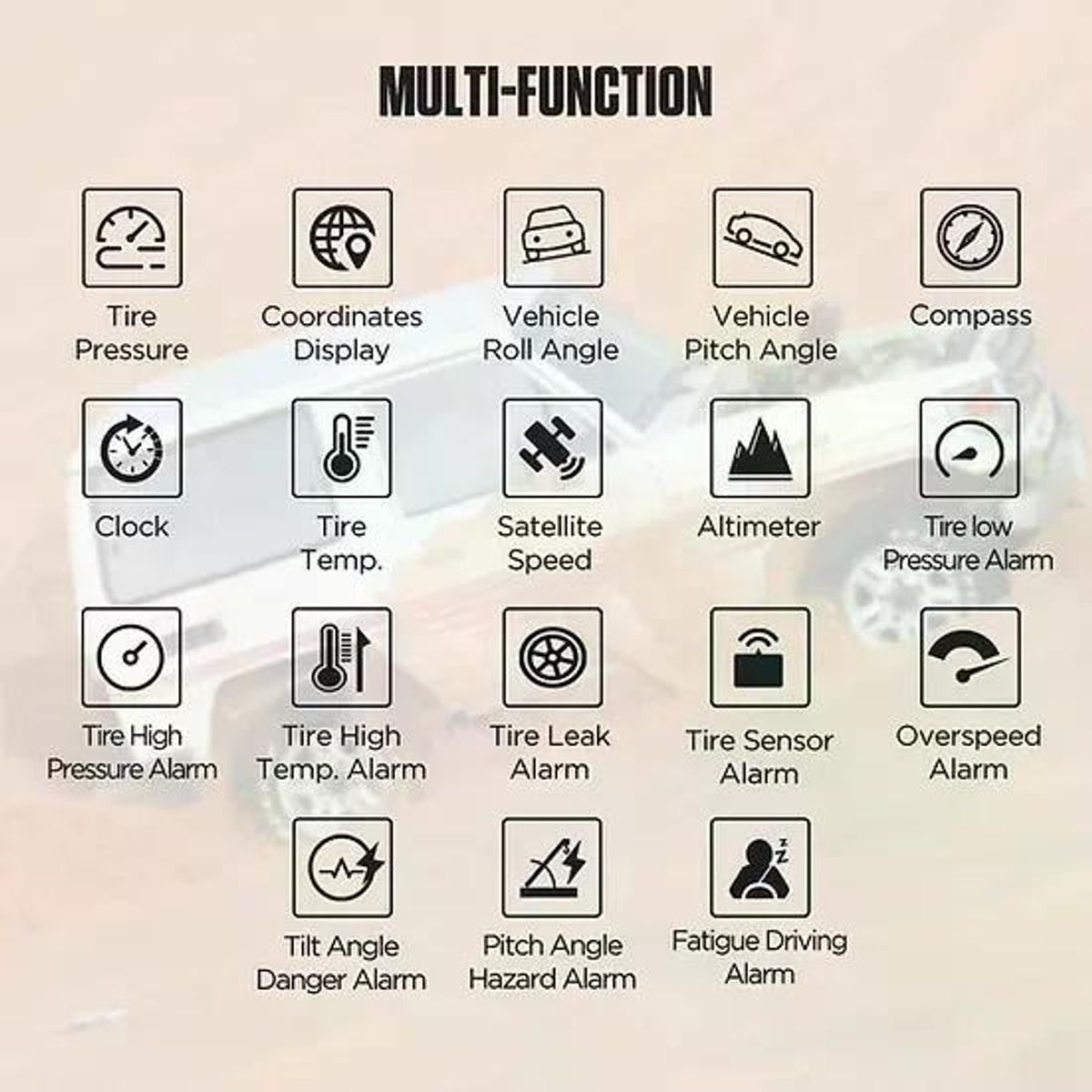GENERICO - Medidor De Pendiente Gps Tpms X91 Autool Hud 3 En 1