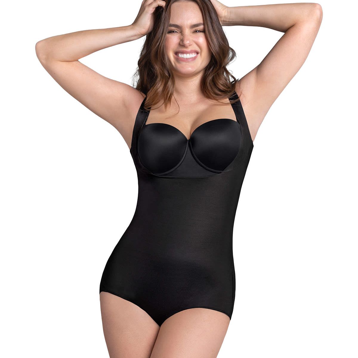 LEONISA - Body faja moldeador de aspecto invisible en glúteos 018524 Negro