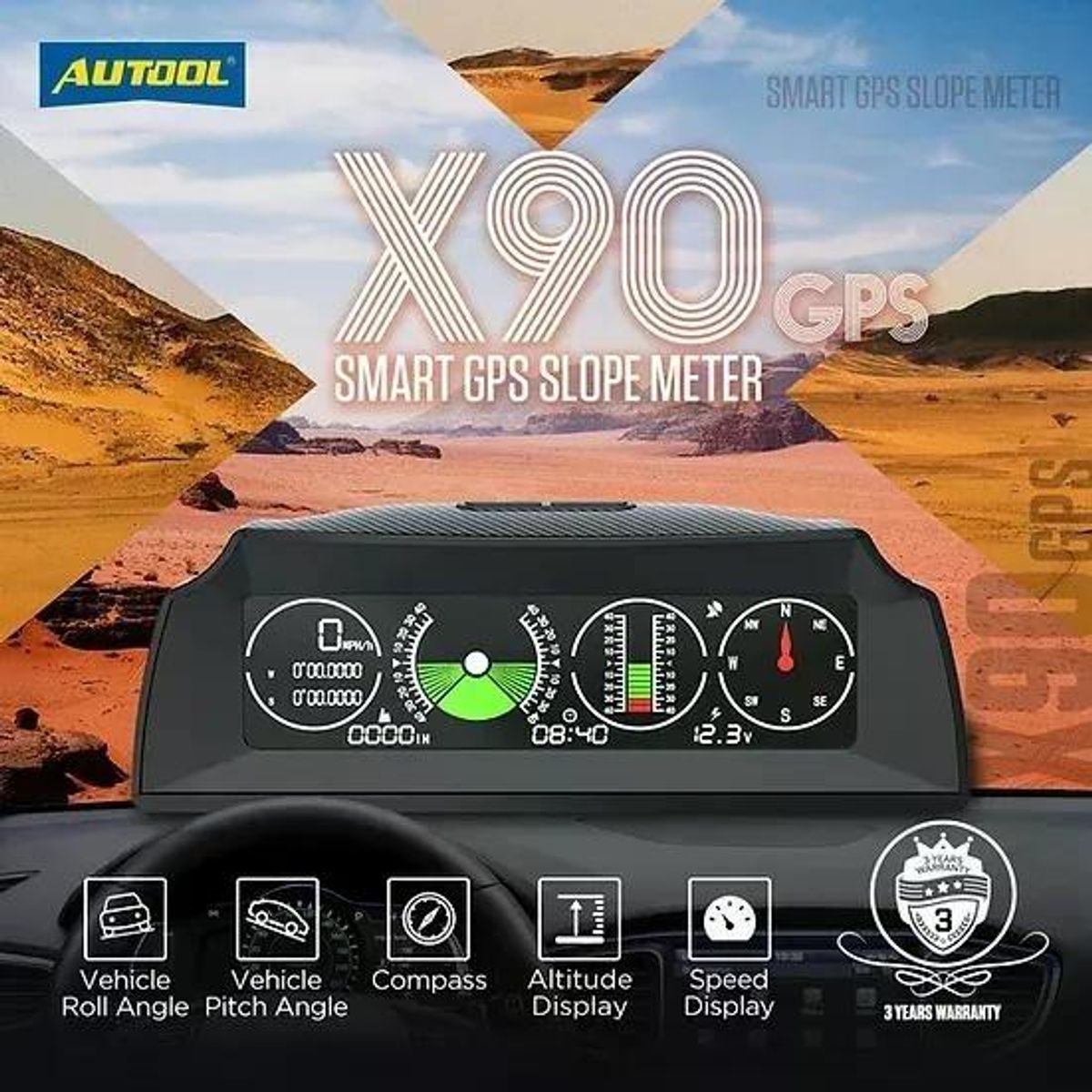 GENERICO - X90 Autool Obd2gps Medidor De Pendientes Multifuncional
