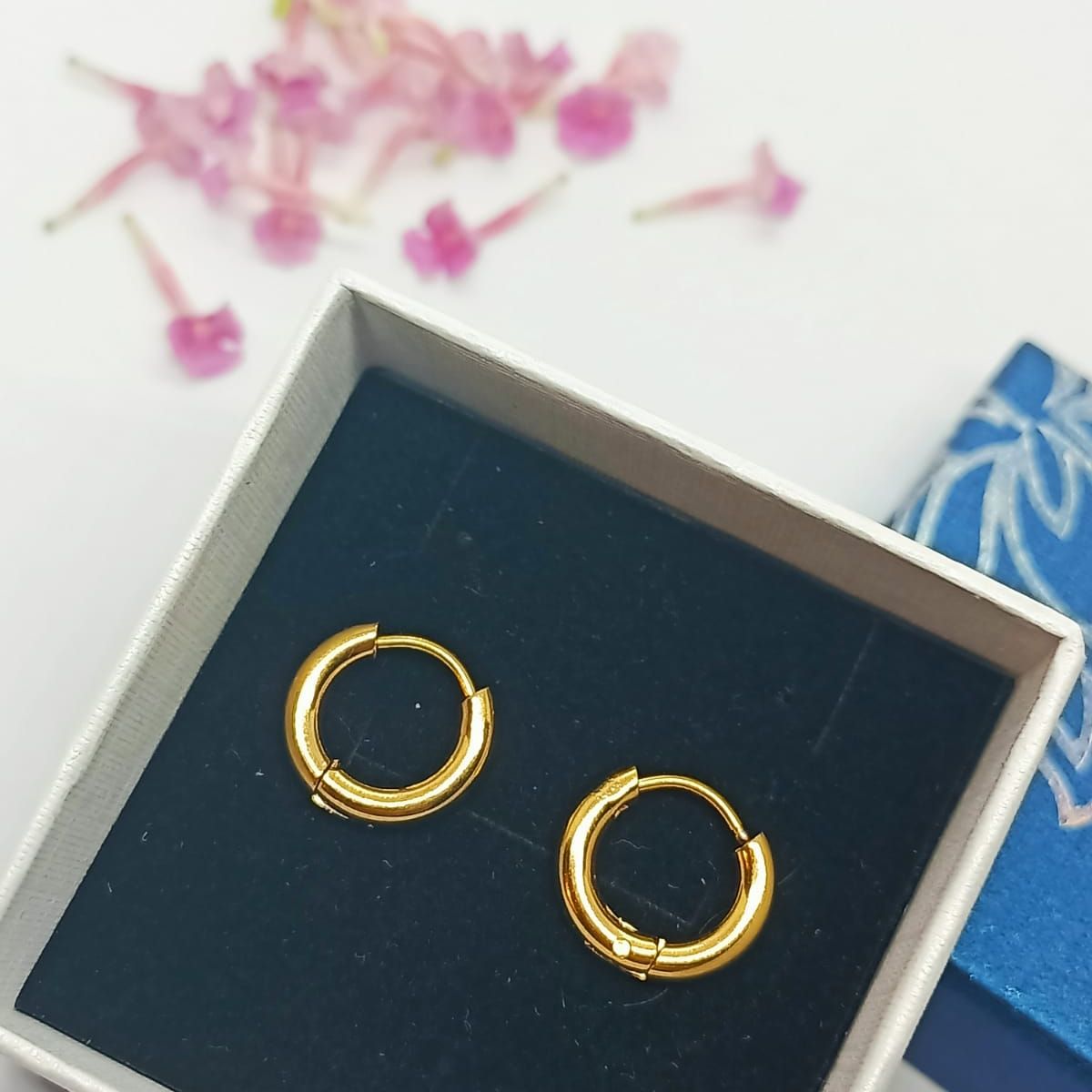 ELBAULDEJUMA - Pendientes argollas hoop clásicas 8mm hipoalergénica chapadas oro 18kl