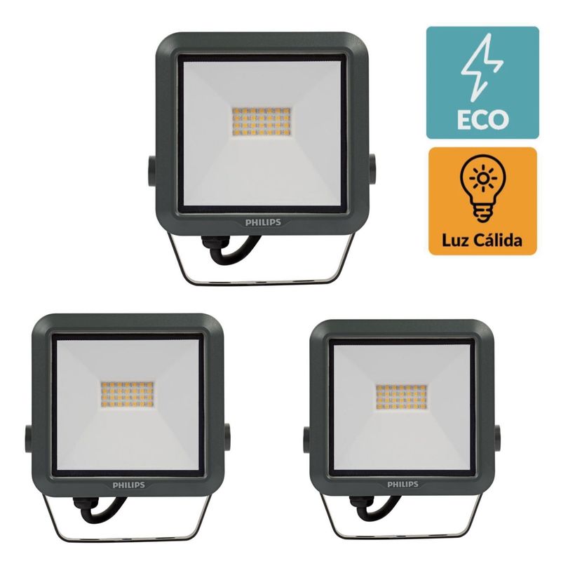 PHILIPS - Set 3 Proyector de area Philips 10w 800 Lm Luz Blanco Calido