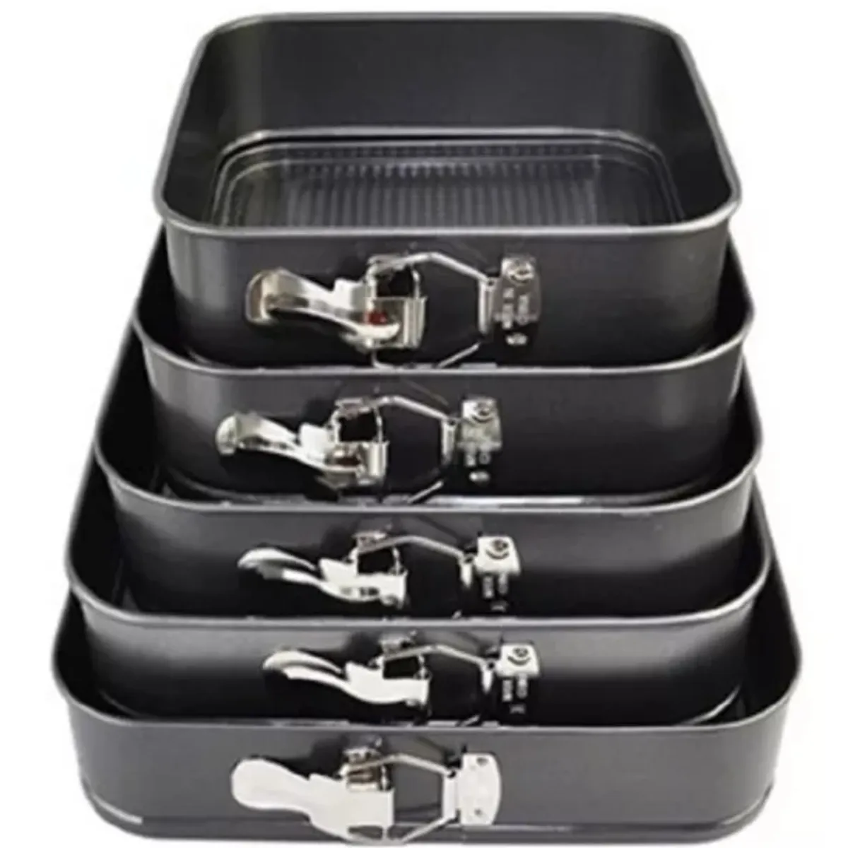 GENERICO - Set 5 Moldes Molde Cuadrado Antiadherente Torta Repostería