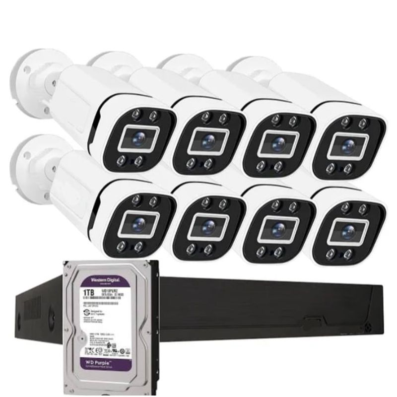 ARTIHOGAR - Kit Cctv Pro 8 Cámaras Smart  Colorvu 2mp Micrófono + Disco  2 Terabyte