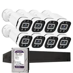 ARTIHOGAR - Kit Cctv Pro 8 Cámaras Smart Colorvu 2mp Micrófono + Disco 2 Terabyte