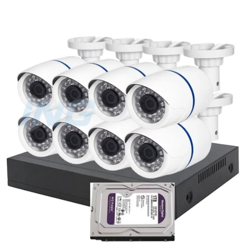 ARTIHOGAR - Kit Pro Cctv Pro 8 Cámaras Seguridad  2MP + Disco Duro  2 Terabyte  FULL HD
