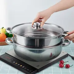 YOMYM - Olla De Sopa Gruesa De Doble Capa Con Dos Asas 32 cm