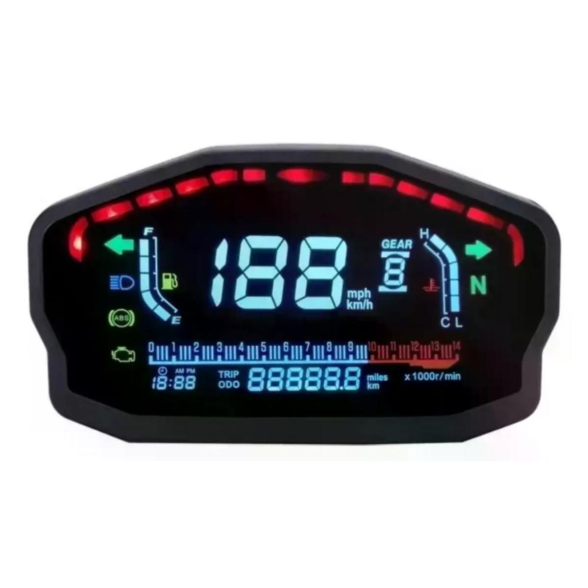 GENERICO - Medidor Velocidad Moto Pantalla Lcd Temperatura Agua Aceite
