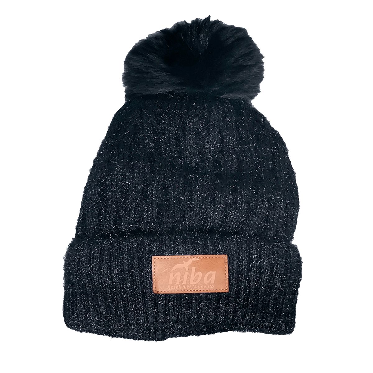 NIBA - Gorro Lana Enladrillado Negro Niba