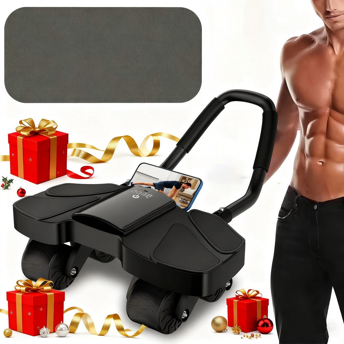 YAYKO - Rodillo Abdominal con Soporte para Codos y Colchoneta para Rodillas