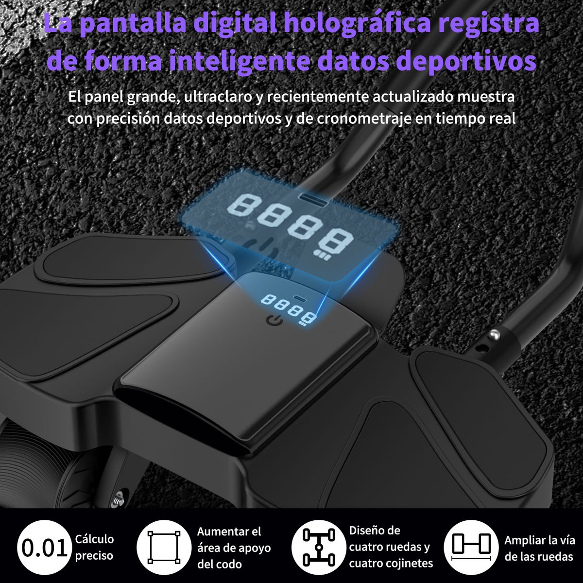 YAYKO - Rodillo Abdominal con Soporte para Codos y Colchoneta para Rodillas