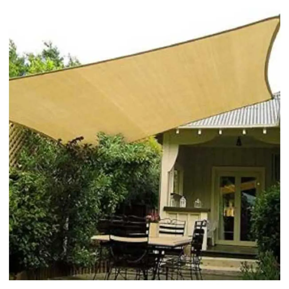 MUNDO MAGIA - Malla Sombreadora Toldo Vela Rectangular 6x4 Hdpe Beige