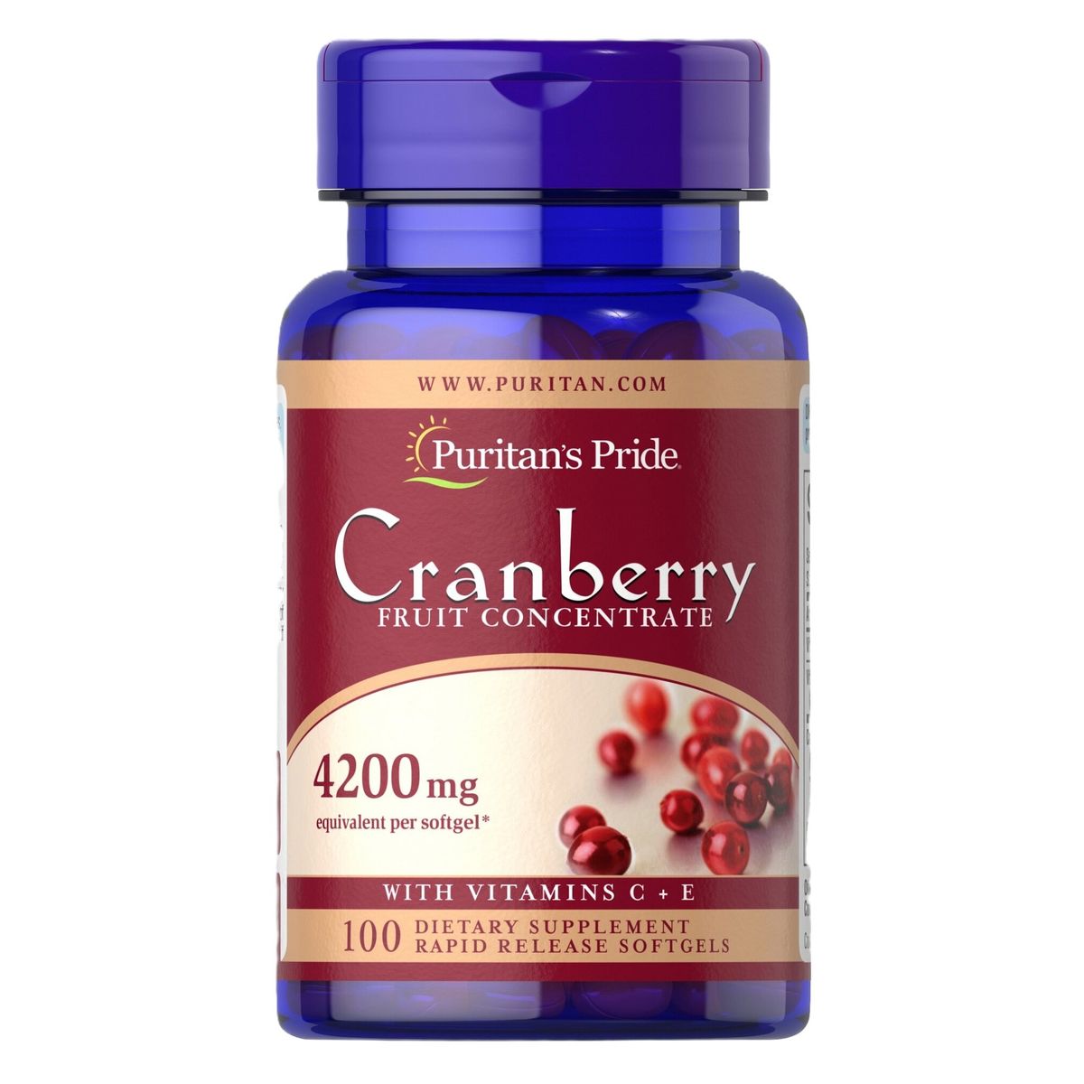 PURITANS PRIDE - Concentrado de Arándano 4200 mg 100 capsulas blandas