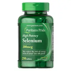 PURITANS PRIDE - Selenio 200mcg 250 Tabletas Vegana