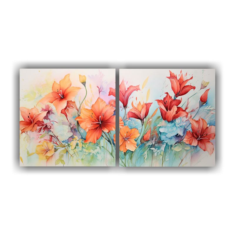 GENERICO - Pintura En Lienzo De Flores En Acuarela Estilo Arte Callejer 160x80cm