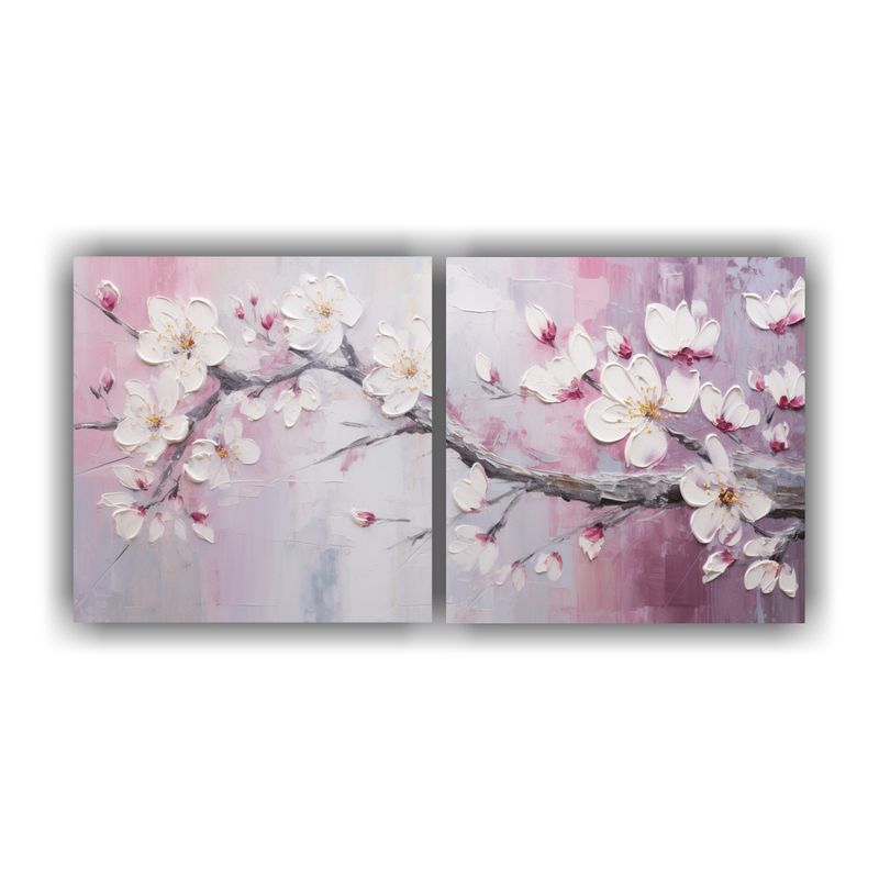 GENERICO - Cuadros Creativa Reflejo En Blanco Y Rosa Con Flores Pintada 160x80cm